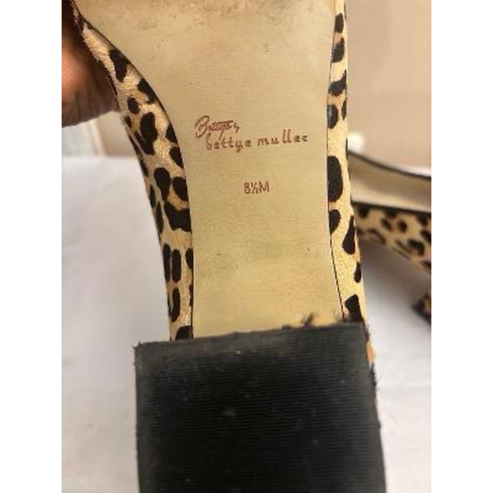 Bettye Muller Women's Leopard Calf Hair Round Toe Slip On Block Heel 8.5 - Picture 7 of 9